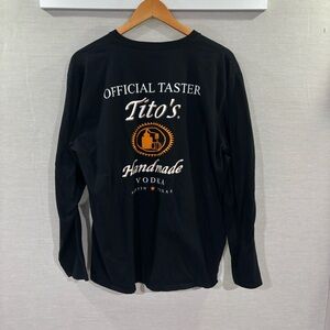 Tito’s Vodka Official Taster Black Long Sleeve Shirt Size XL 100% Cotton